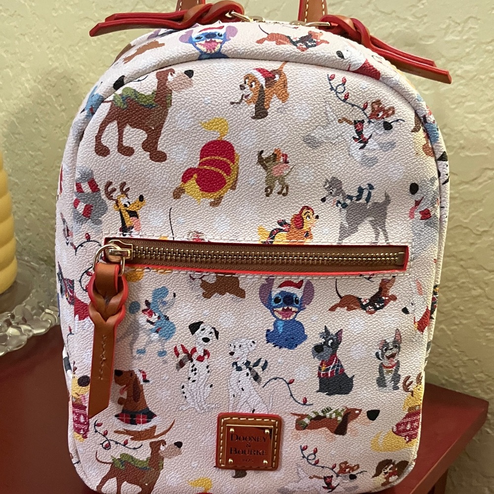 Disney Dooney & Bourke Santa Dogs Backpack style handbag - Picture 3 of 5